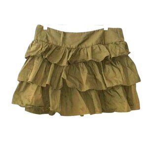 Rue21 Olive Green Tiered Ruffle Mini Skirt Size 11/12 Cotton & Polyester